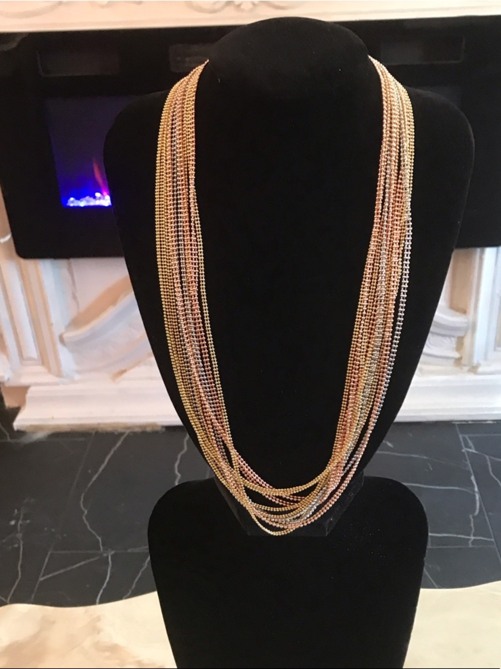 Multi-Strand Gold & Rose Gold Layered Necklace - Women Jewelry